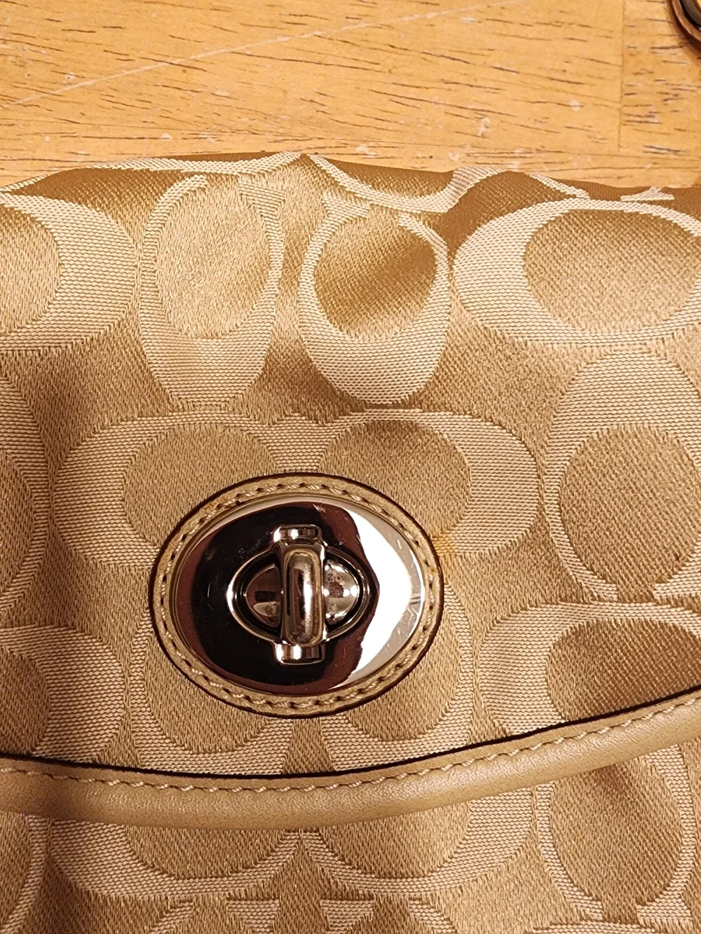 Coach Penelope Turnlock Flap shoulder bag in signature sateen jacquard